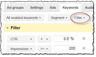 adwords filter