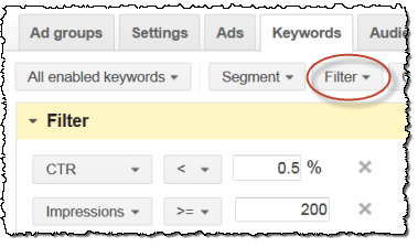 adwords filter