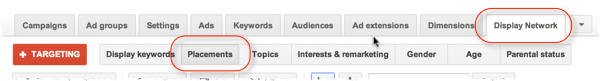 Adwords display placements report