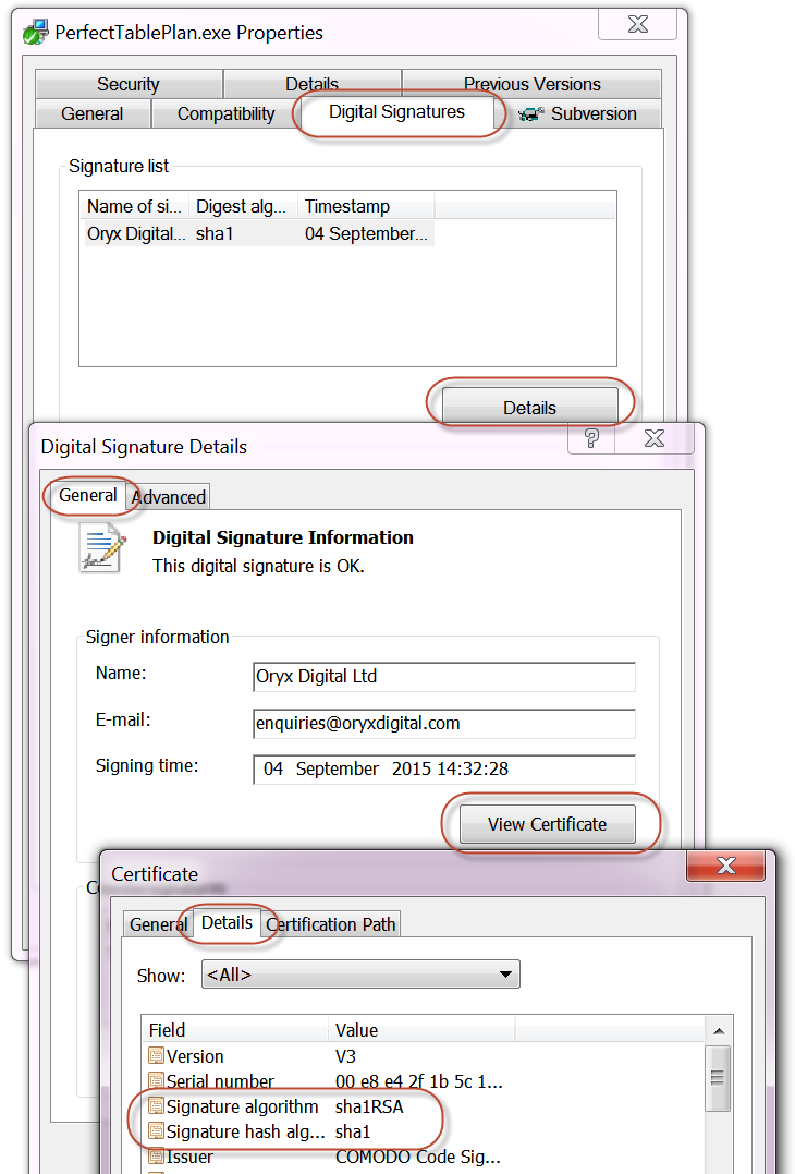 sha1 digital certificate